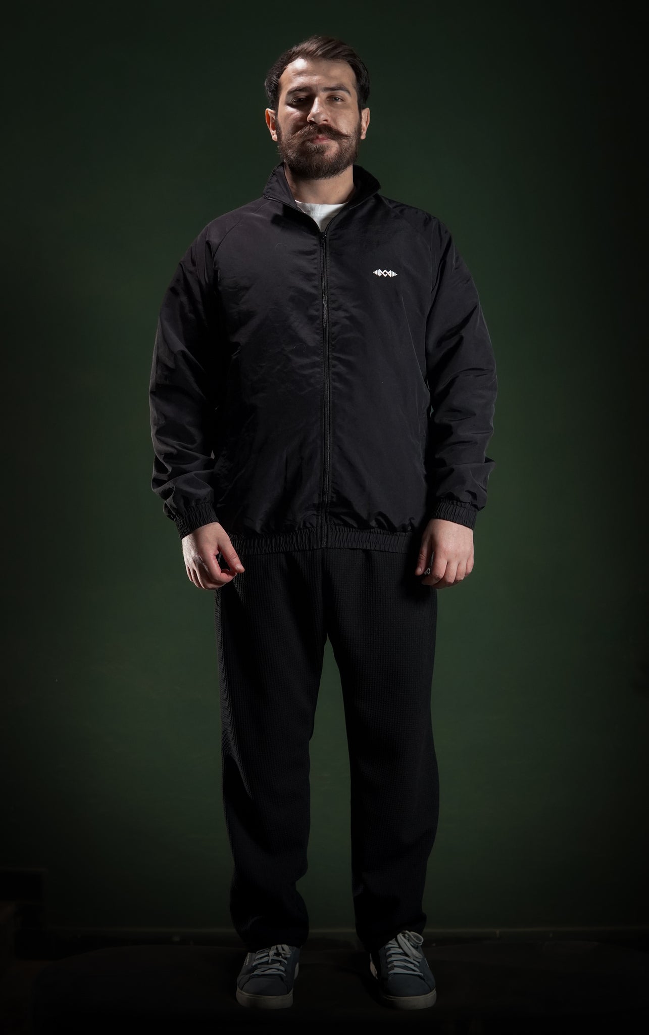 Men’s windbreaker jacket  Black, front view Lightweight, stylish, and modern fit