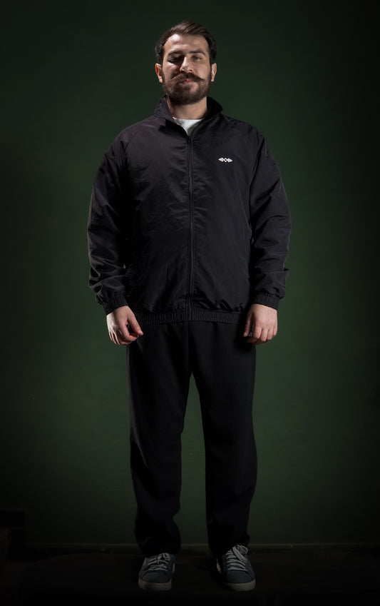 Men’s windbreaker jacket  Black, front view Lightweight, stylish, and modern fit