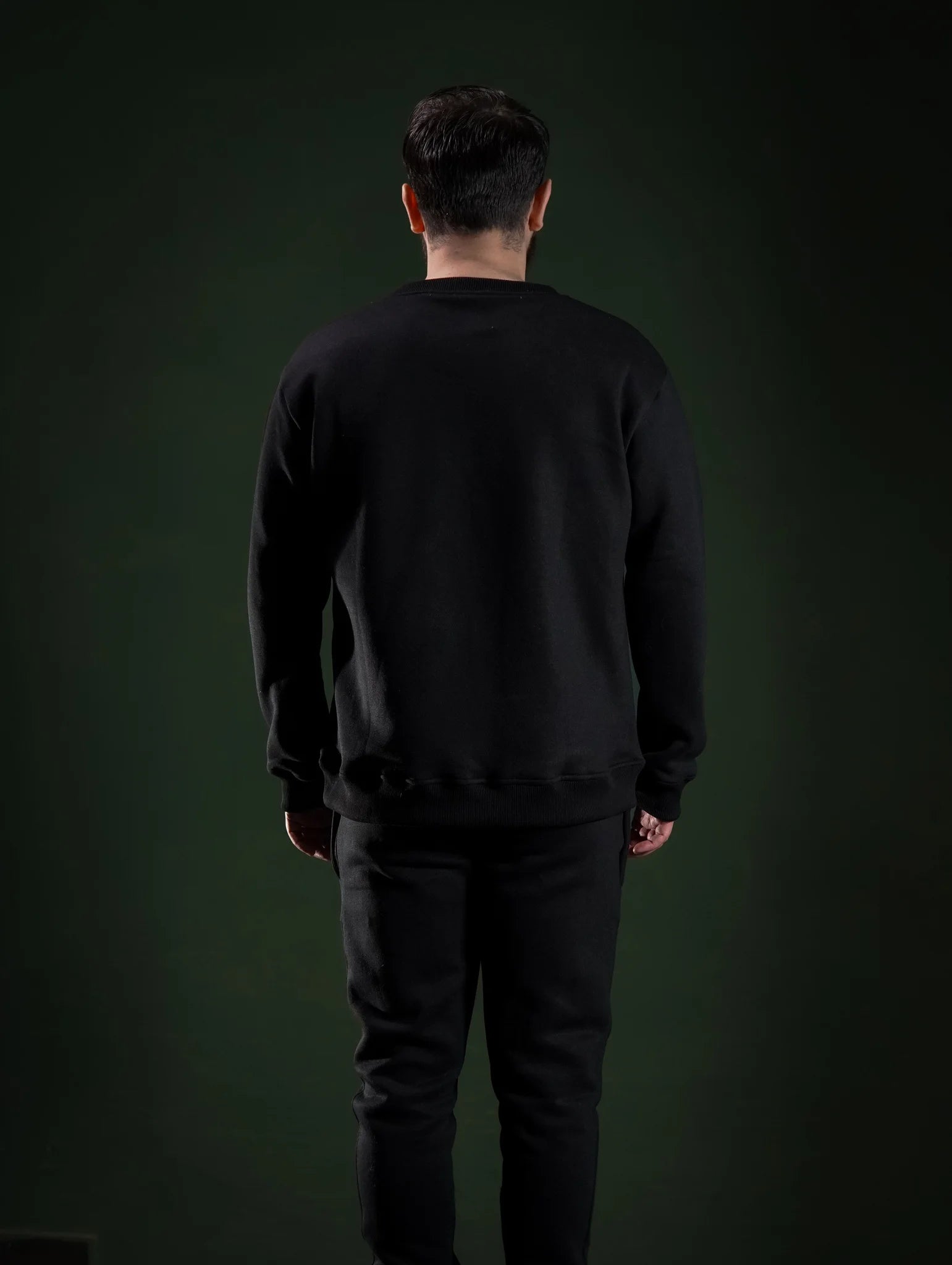 Men’s winter fleece sweatshirt  Black back view. Comfortable and stylish