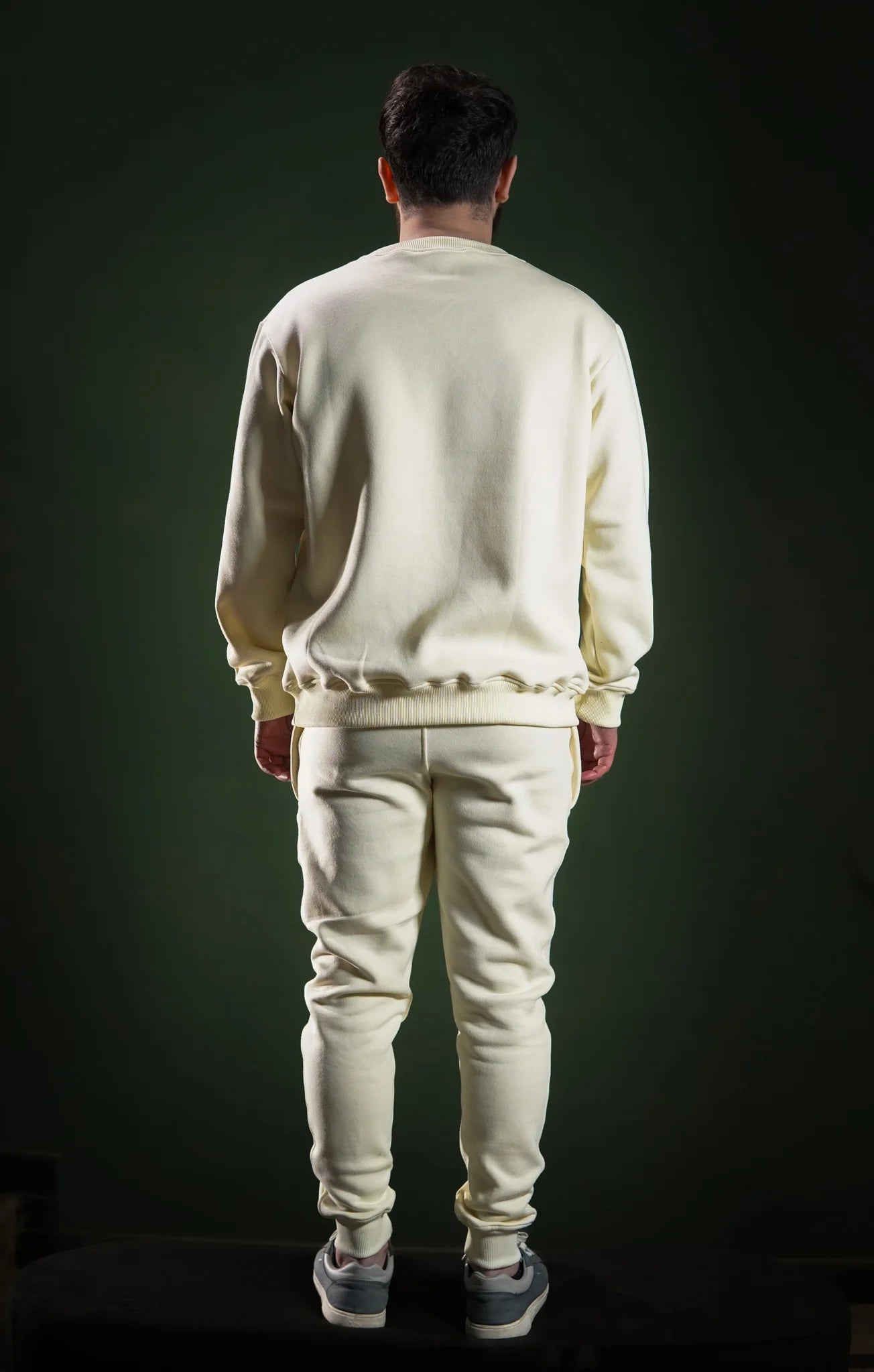 Men’s winter fleece sweatshirt Bone White back view Comfortable and stylish