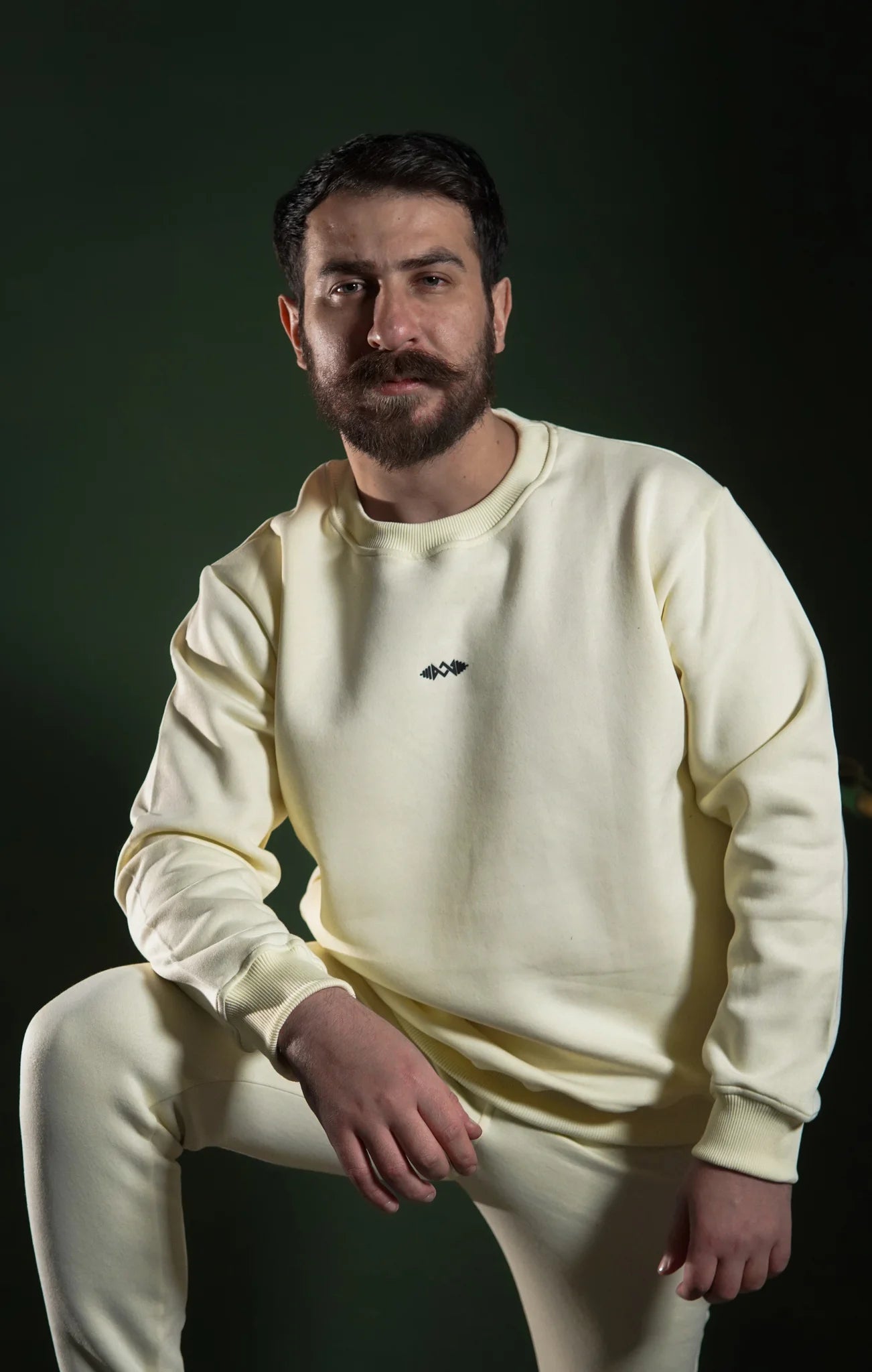 Men’s winter fleece sweatshirt  Bone White Soft warm and stylish front view 