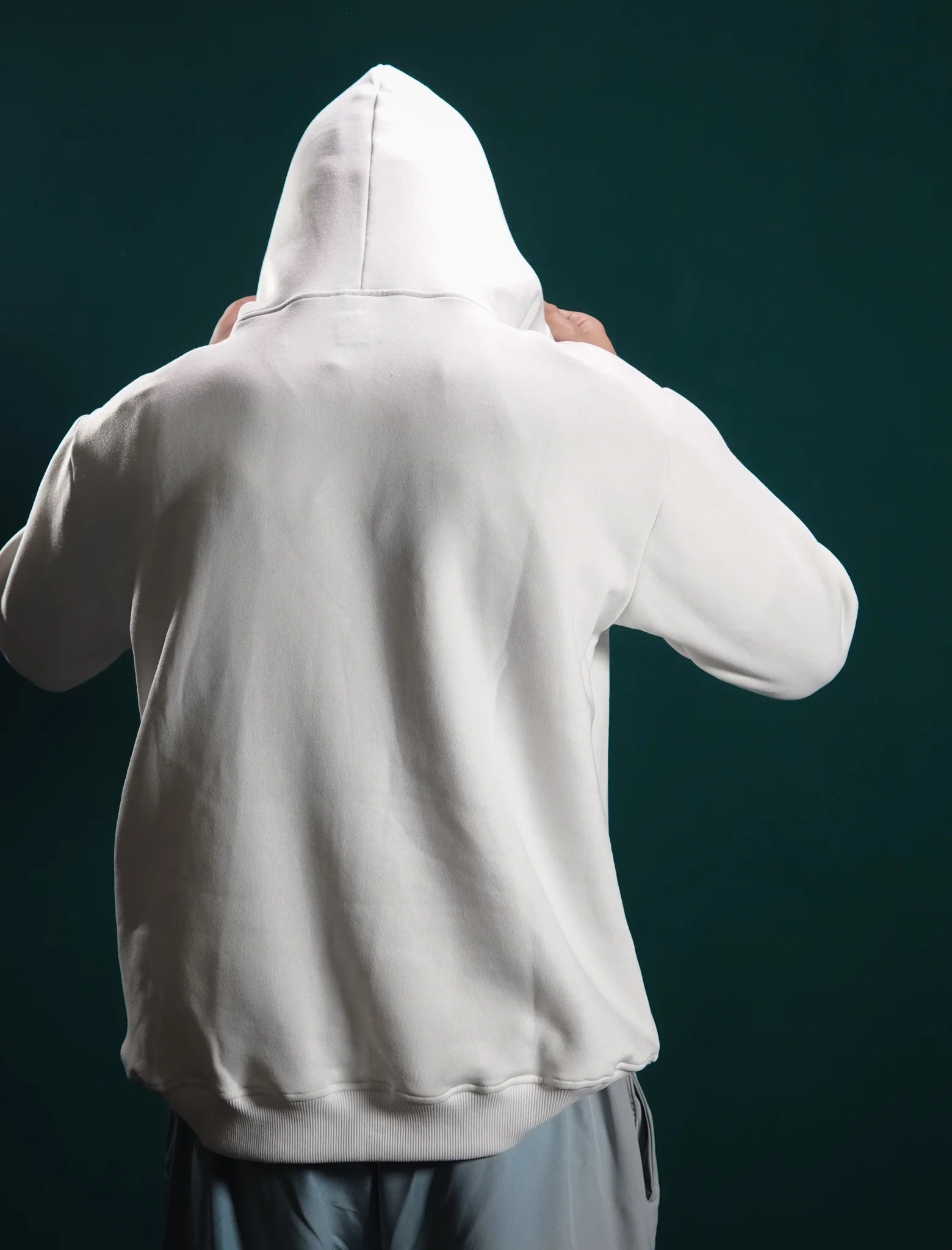Murks Wear Men’s Winter Gym Hoodie White Fleece Workout Hoodie Back View
