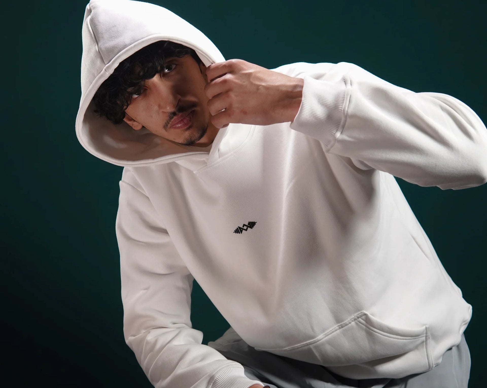 Murks Wear Men’s Winter Gym Hoodie White Fleece Workout Hoodie Lifestyle Pose