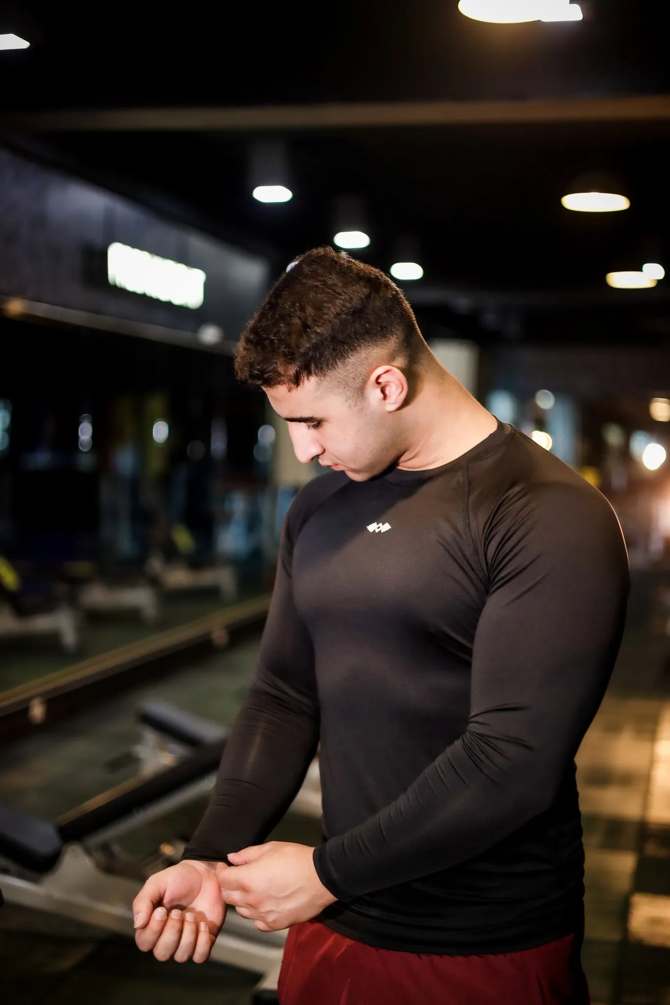 model wear men's compression full sleeve shirt, perfect for intense workouts and sports