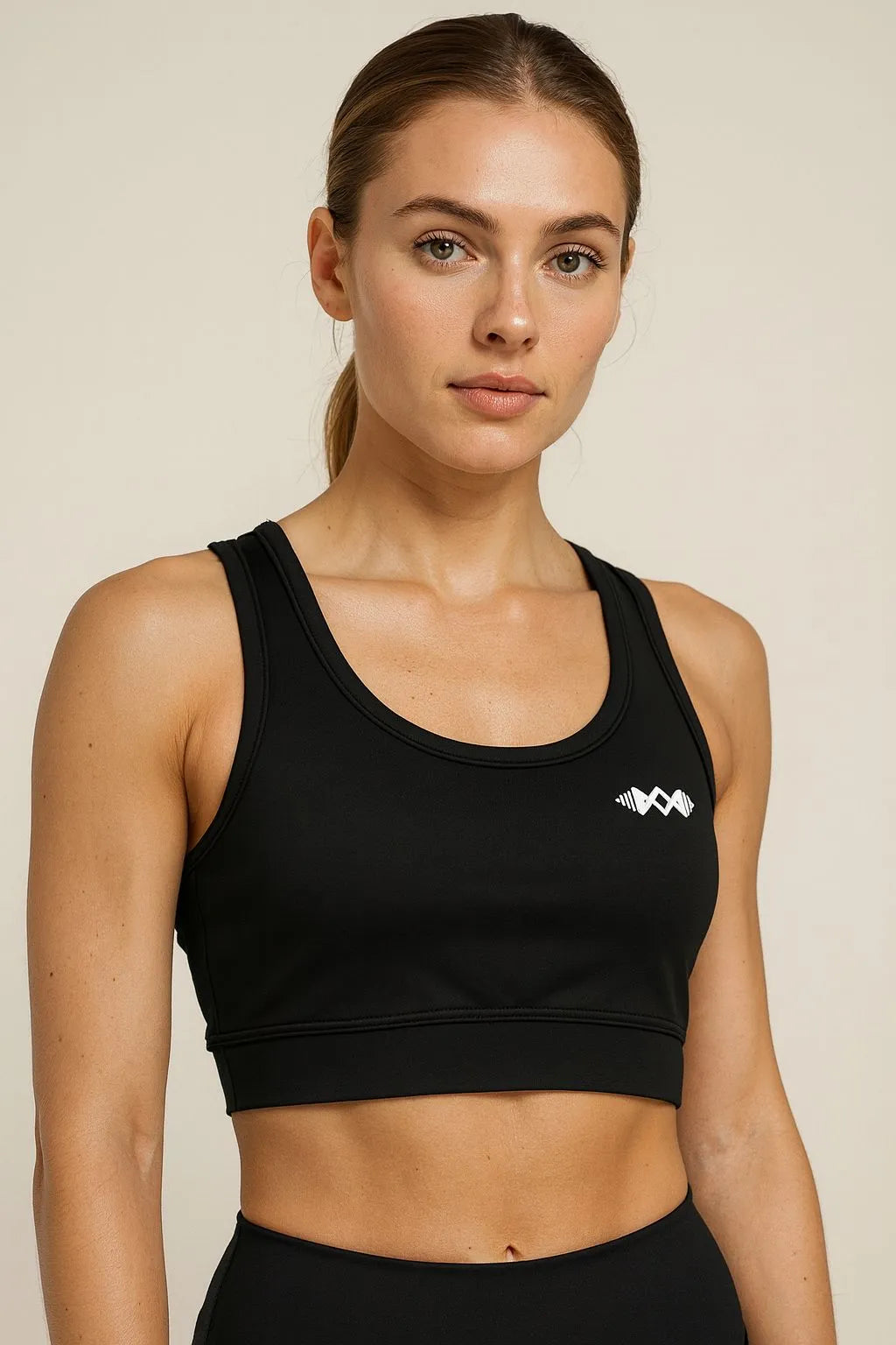 women's high-support workout sport bra in black for running and training